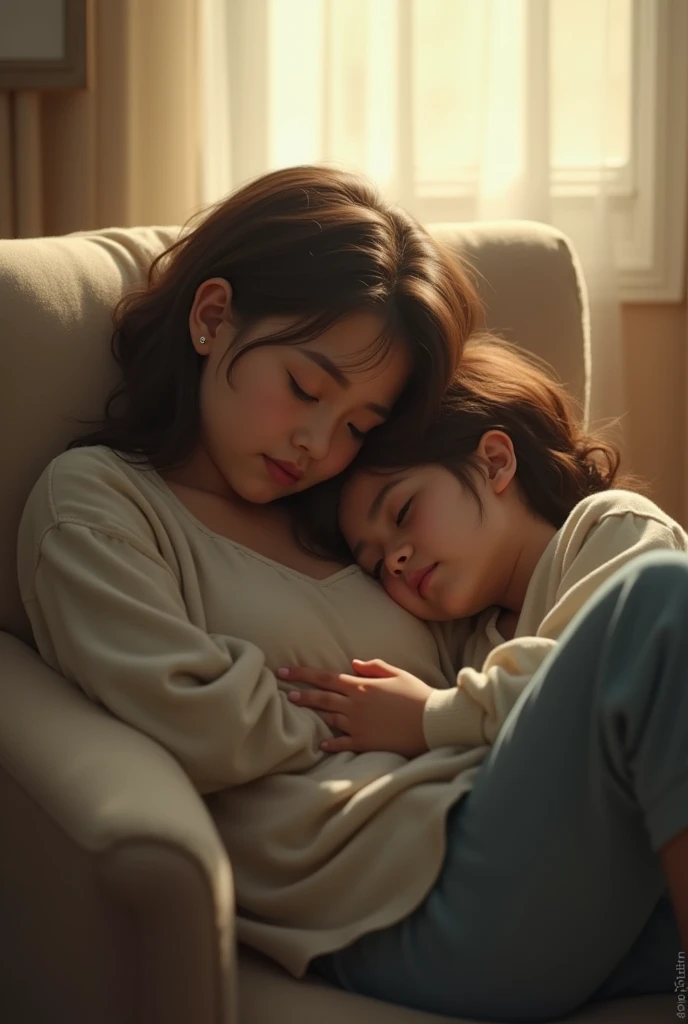 The child feels bad in bed and with mom