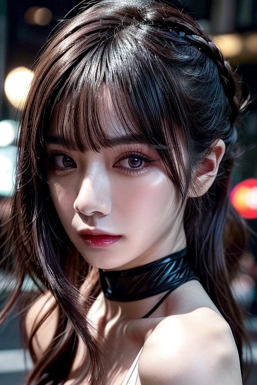 1 girl, armor, 黑色of_hair, 模糊of, 模糊of_background, 模糊of_prospect, , 蓝色of_Eye, closure_Mouth, depth_of_site, earrings, jewelry, 长of_hair, watching_exist_audience, Smile, 独自of, superior_Body