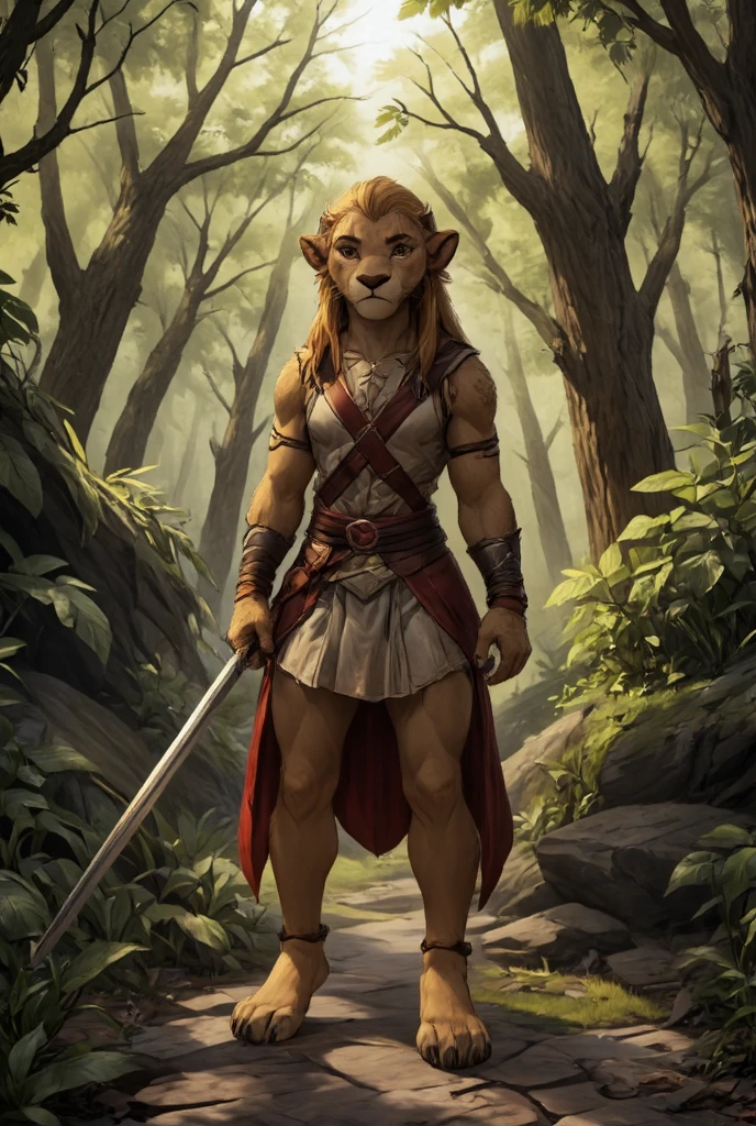 (((Barefoot furry character, full body, cinematic setting, male))) 

score_9, score_8_up, score_7_up, (((Kion))), (((full body))), (((source_furry))), (((furry male))), anthro lion boy, (((elf male))), 1 boy, (((furry character with elven features))), barefoot, nice feet paws with claws, (long blonde hair), (((pointy ears))), elf ears, (((orange and tan fur))).

(Finish the war, the darkness, end this suffering
Impossible to pursue, deep in shadow, follow light
Finish the war, the darkness, end this suffering
Bright warrior against darkness)

BREAK, detailed background, 8K, (masterpiece:1.5), intricate details, highly detailed, extreme detail, octane render, fine art, best quality, highres, (detailed face:1.5), ((full_body)), UHD, (((perfect hands))), boring_e621_v4, bwu