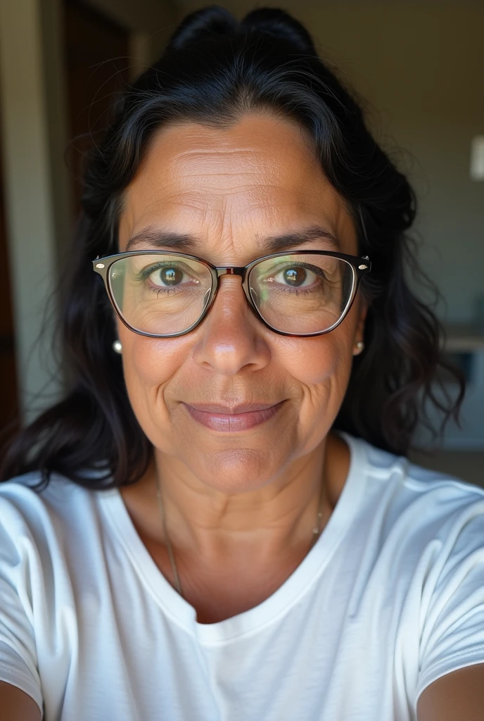 There's a woman in glasses and a tank top posing for a photo, powder Nándor Katona, 3 Brazilian mother of 5 years, imagem de perfil, 4 0 anos, cerca de 3 5 anos, 4 5 eles, tarde - 4 0 s de idade, 38 anos, (38 anos), retrato de uma mulher de 40 anos
