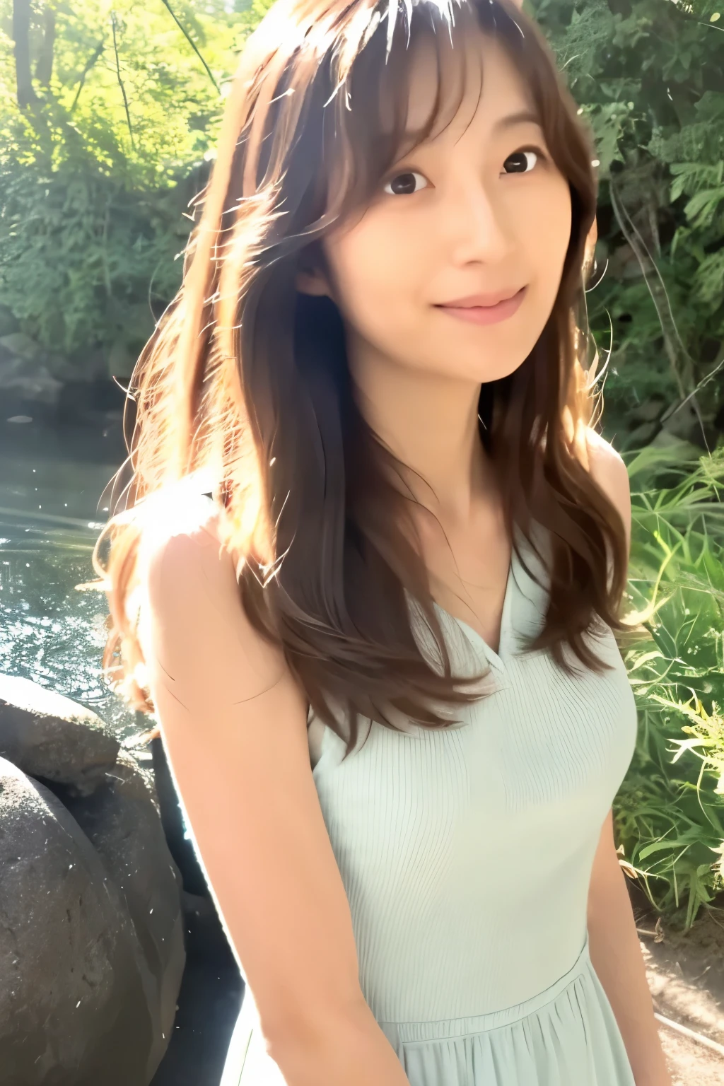 ((Highest quality)), ((masterpiece)), (detailed),Perfect Face,Japanese,landscape,Mature Woman,Upper Body