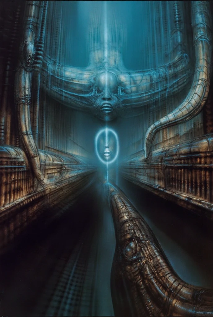 H. R. Giger's g1g3r, , The image  is a classic piece of biomechanical art by H.R. Giger. , , (Triadic:1.1), (Proportion:1.1),  , (Reflected light:1.2), Parchment, ultra detailed, intricate,, dry b (best quality:1.4), H.R. GIGER,  BY GIGER