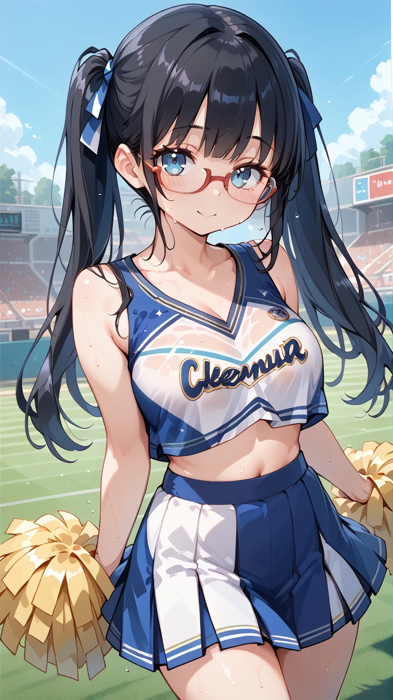 Black Hair, long hair,Pigtails,Glasses, cheerleader, cheerleading,Sweaty,lawn