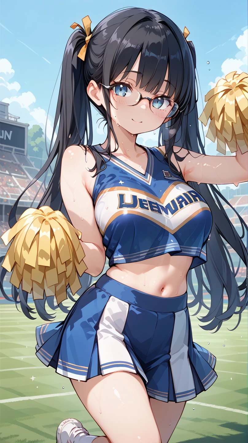 Black Hair, long hair,Pigtails,Glasses, cheerleader, cheerleading,Sweaty,lawn