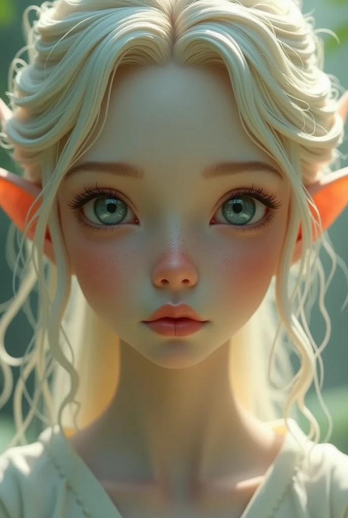 Super realistic illustration, Cinema 4D rendering, 1 elven girl, solo, detail face, fine skin, detail eyes, beautiful eyes