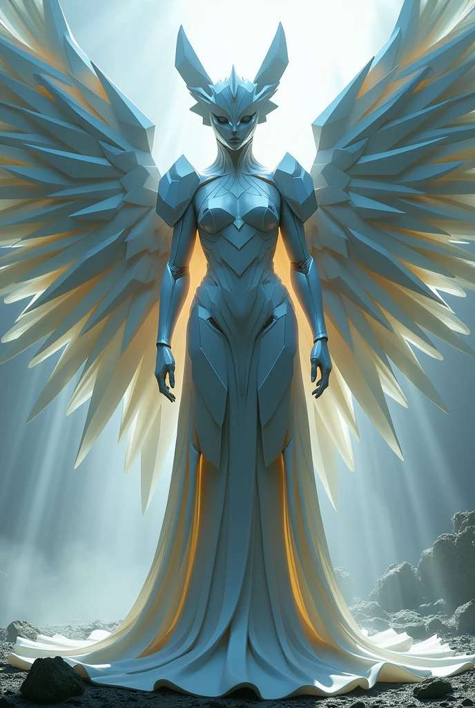 tmasterpiece,best qualtiy,(Very detailed CG unity 8K wallpaper)(best qualtiy),(Most Best Illustration),(Best shadow)Nature',huge tit,In ruins,A huge figure towers over the clouds,Angels shining with light,Grim expression