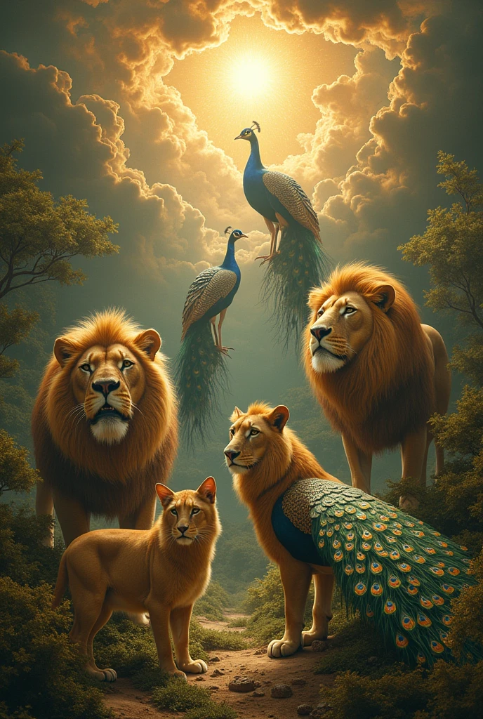 Original colorful promt for 3D painting with animals
