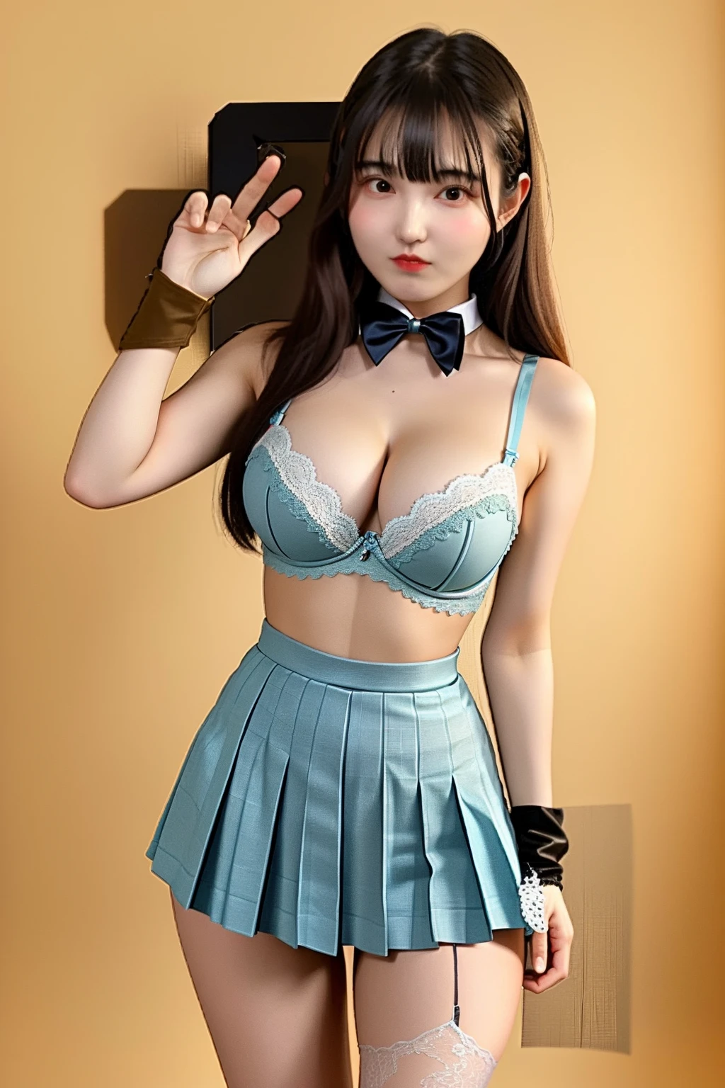 (Very delicate and beautiful:1.2)super model,,Big Breasts,Beautiful breasts,voluptuous,【bike shorts】,,【3girls】,,Highest quality, High resolution, 8k,mini skirt,Navy blue frilly sailor suit,Blonde twin tails,ta Style,Right hand bandaged,boots