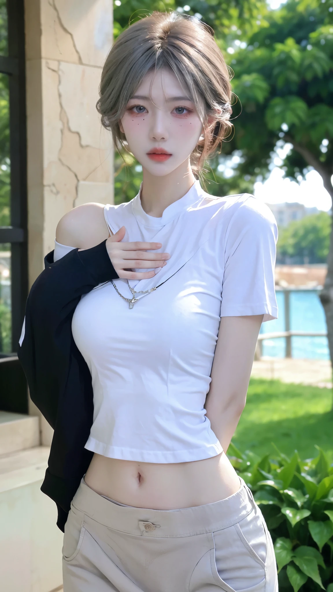 (Best quality, 8k, 32k, Masterpiece, UHD:1.2), 1girl, beautiy Japanese woman, wearing a microskirt and a white see through t-shirt 