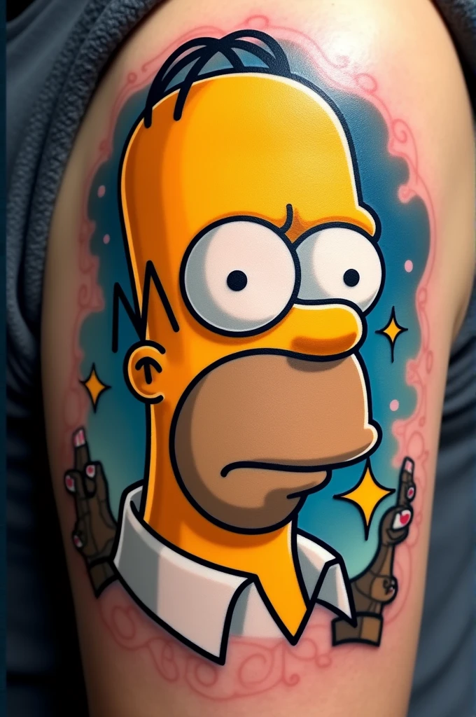 create a photo of homer tattooing