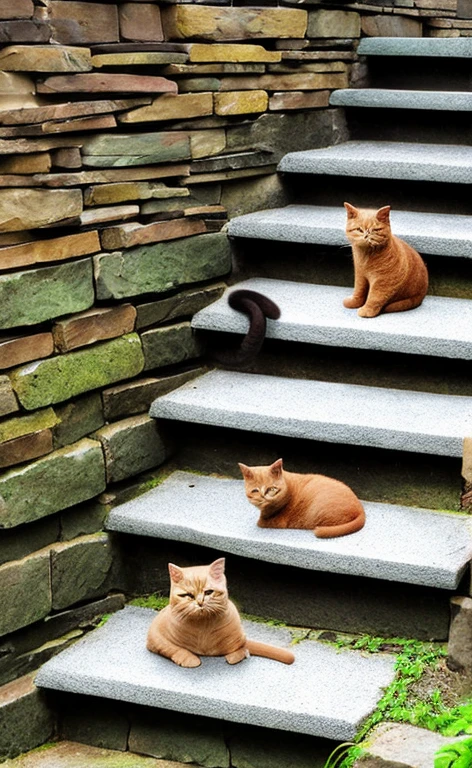 Cat　Stone stairs