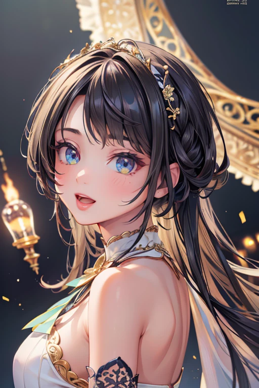 One Girl、Looking at the audience、
Beautiful Pink Eyes、brown short twintail hair, Mole under the eye、Plump and glossy lips、Heart-shaped choca、Idol、she is name May , smile、ー、。.。.。.。.。.。.。.。.。.。.。.。.。.。.。.。.。.。.3D、Realistic、
idol costume、short skirt,Drape clothes、gem、The decoration has been removed、Floral、Lace trim,On the glittering stage、
masterpiece、highest quality、8k、Detailed skin texture、Detailed cloth texture、Beautifully detailed face、Intricate details、Very detailed、
超A high resolution、8K Ultra HD、Film Grain、Best Shadow、delicate、Staring at the audience、front