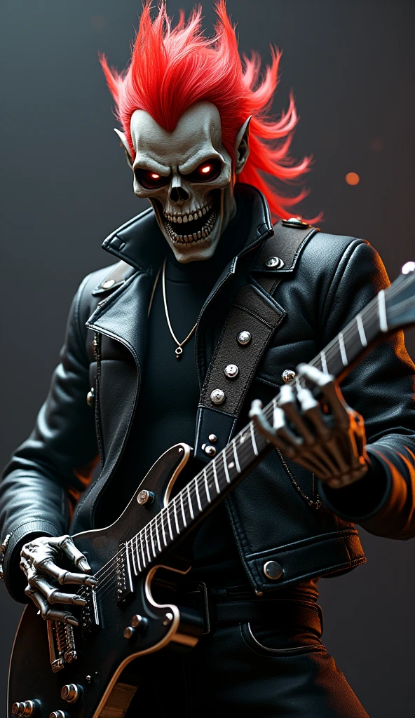 score_9, score_8_up, score_7_up, rating_safe,source_furry,anthro,source_3D, white wolf male muscular
alone black background.
wearing a black jacket glasses and playing guitar guitar.
hot and sexy body. Nude.