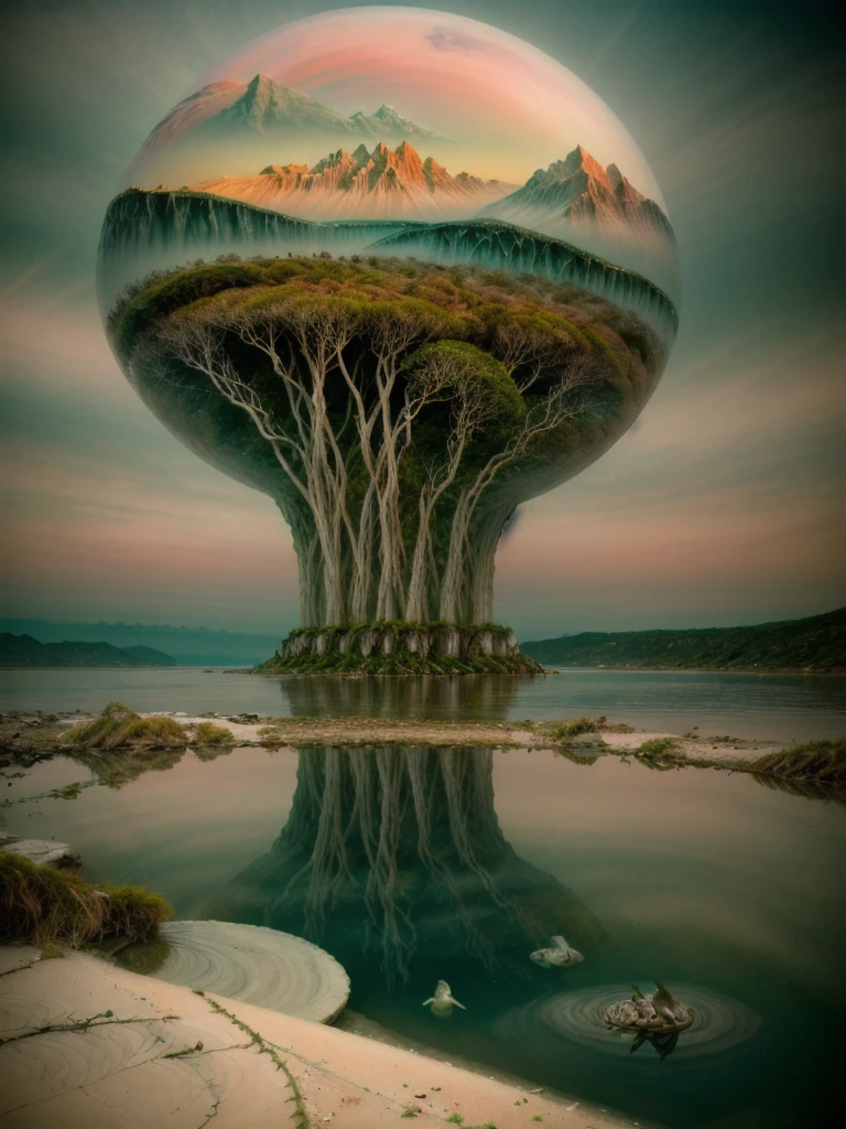 surreal composition, amazing landscape, unusual creatures