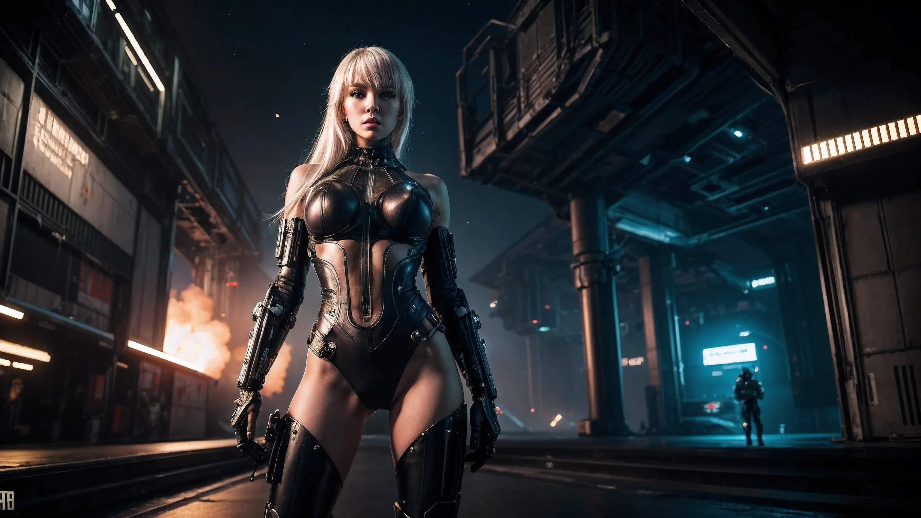 there are 2 Women, one is B2 and the other is A2 (they are wearing translucent fishnet bodysuit), pleasers, 3d neon art of a womans body, neon-noir background, cyberpunk femme fatale, seductive cyberpunk dark fantasy, cyberpunk strip clubs, cyberpunk 20 y. o model girl, oppai cyberpunk, banner, high definition cgsociety, cgsociety masterpiece, trending on cgstation, kda, random hair, looking at camera, medium breasts, cleavage, (high detailed skin:1.2), 8k uhd, dslr, super lighting, high quality, film grain, high res, highly detailed, hyper realistic, beautiful face, beautiful body, beautiful eyes nose lips, alluring expression, very bold, upper visible, full body photo, standing legs apart, pale translucent glowing skin, most beautiful face, cute, (luxury and elegant room with a bar and soft light:1.4)), (extremely slutty),
