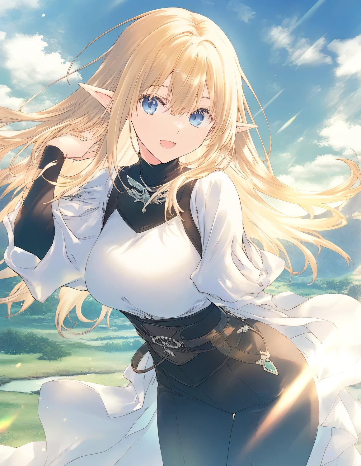 1girl, tomboy, little female, beautiful breasts, open mouth, outdoors,wind, fantasy, game CG, break,((artist:mitsumi_misato)),(artist:fujiyama),(artist:suzumori),(masterpiece), (best quality), (ultra-detailed), very aesthetic, newest, beauty illustration,super detailed skin, (masterpiece), (best quality), (ultra-detailed), very aesthetic,newest ,hi res,absurd_res,2023,shaded,digital media (artwork), lighting, 4k, 8k,