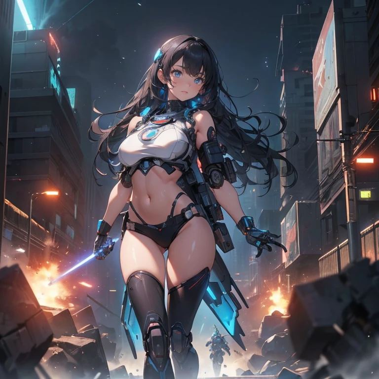 ((Create Odin girl 16+), (facing the viewer, standing close-up, full height), (smoke, fire, shooting), (thin graceful body, facing the viewer, firing from a powerful modern weapon at alien monsters ), (dynamic pose), (heavy, huge weapon - a machine gun, held with two hands), (stands with legs wide apart), (sexy, ), (tender scarlet lips), (straight, long black hair), (small thong , short T-shirt, bare shoulders), (narrow hips, beautiful breasts))_((Artistic Stylization), (3D animation, fantastic comic book film), (clear line, clear outline, high-quality linear drawing, shading))_(( Simple color palettes), (color fill, color richness, saturation, harmony, balance), (background - dark, cold tones, gloomy spaceship environment), (science fiction - horror, - cyberpunk, deep space, spaceship))_( (Sexy, erotic), (powerful - a huge machine gun in his hands), (hands in elbow pads, palms dressed in tactical gloves), (bare thighs, thongs, bare belly-navel, minimal clothing), (legs in combat knee pads, stockings, leggings up to hips - sexy), (massive leather military lace-up boots), (space design, dramatic scene, combat situation))_((Background, fantastic ship lock, (films; Lucas Arts, R.Sh. Giger "Alien", Giger's monsters, space monsters), (stunning scene of shooting in a spaceship - "Alien" monsters), (bright hot light from the barrel of a machine gun, cold contrasting shadows))_ ((Cinematic masterpiece, highest quality), (horizontal clear frame), (contrasting shadows, clear, bright flash light), (warm range of colors, hot light, contrasting light with cold shadows))_((Cinematic animation,), (soft clear shapes, wide strokes, attention to detail), (16K | Ultra HD | Full HD)).