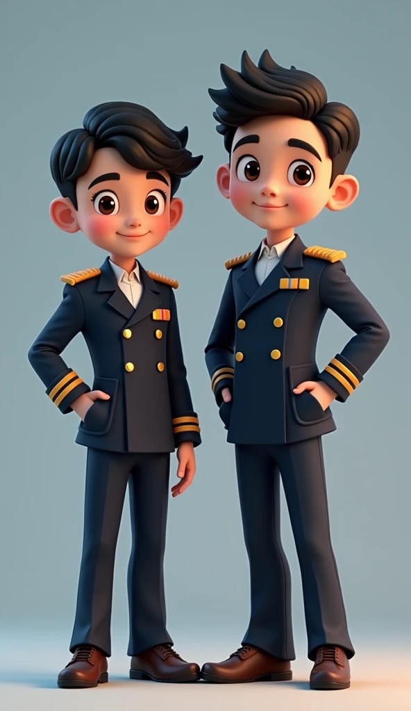 Disney future career one girl as flight attendants and 1 boy as sea captain and one girl as front office with mabuhay gestures