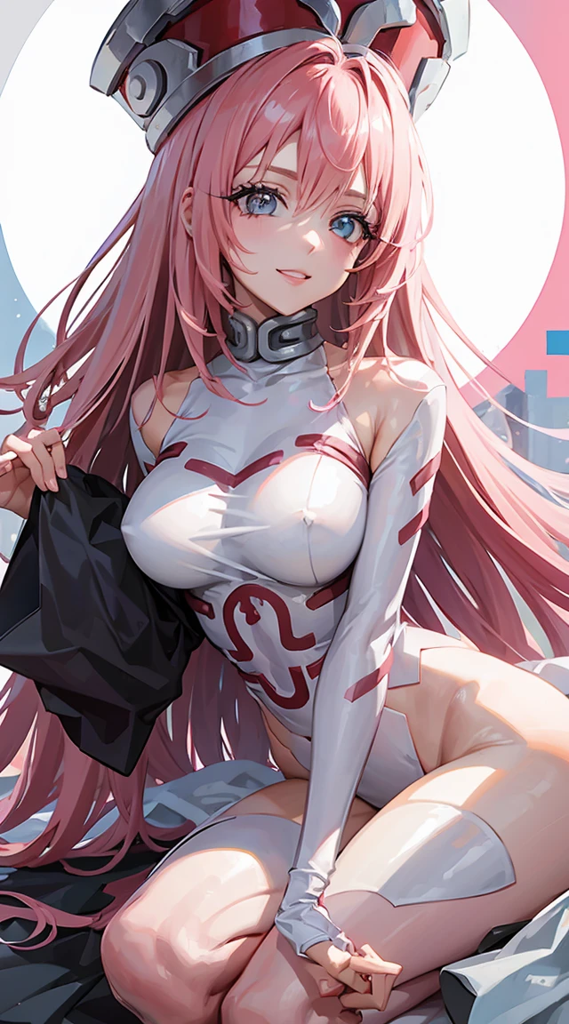 1girl,pink hair,smile,big ,beautiful paint,masterpiece, best quality, ultra detailed