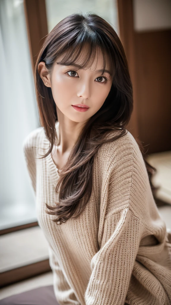 Wearing sexy pajamas, Graceful figure, Coquettish, Study room, sofa, Random captivating moves, Facing the camera, Imaginative, First love、Japan Person Model、Young Sensual Gravure Idol、Young cute gravure idol、Realistic Young Gravure Idol、Realistic sensual gravure idol、Young gravure idols、sophisticated gravure idol、奈良美智、Young skinny gravure idol、beautifull asian girl ever、Pretty women、(dark brown hair)、hyperdetailed face、A detailed eye、二重まぶた、blured background、(4K、RAW Photos、top-quality、masters:1.2)、(reallistic、Photorealsitic:1.37)、cute little