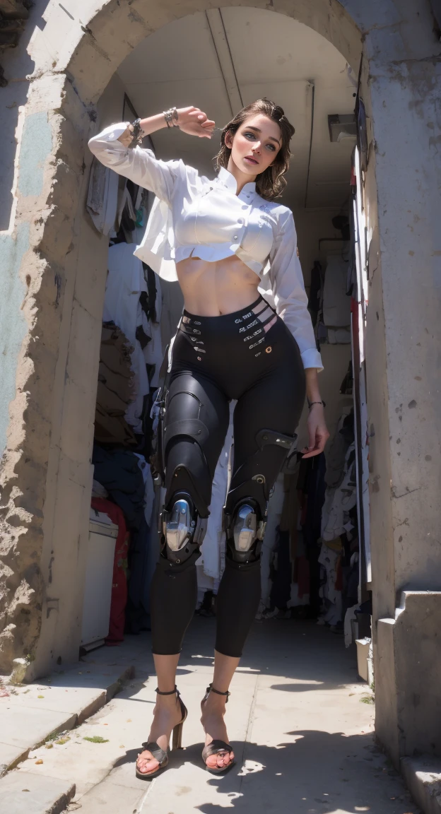 ,((Wearing a torn sheer costume of a superheroine)),(, No bra)), Wet crotch, Wet thighs, Beautiful girl with accentuated slender abs: 1.4, (((nipple tips protruding, areola is protruding, The shape of the pubic region is clearly visible)), sixpack abs: 1.4, Bust Botox, Photo, Sharpness, Unique 850 4, Koda850 k portrait camera, F1.6 shots, Ultra-realistic textures, Spectacular light textures, Cinestil 800 Fashion Mechanics, (futuristic sci-fi battle fashion: 1.1), (tied perfectly by chain), Restraint, Slaves, collars, ((wide prison with sunlight)), Dark fantasy, Realistic material details, extreme hight detail, Ultra-realistic materials ((Torn costume))), Wet, Cloudy, (Chained)), ((big emphasized by chains)), ((chains digging into crotch)), ( (Collar)), (, No bra), shredded costumes, broken golden shields and battle spears,, White combat gloves, Combat shoulder armor, Blood splattered on the face, Blood splattered, Realistic, (Bruises, Dirty, ripped clothing, skimpy clothing, Blood: 1.3),  Torn Cape, Torn pantyhose, Long legs, ((iron pipe in the crotch)), Metallic shackles and fetters, ((chains hung from heaven)), Wet crotch is clearly visible, Swarovski's sword and the anatomy beneath his feet, (futuristic sci-fi battle fashion, Torn mesh stockings)，Red shoes