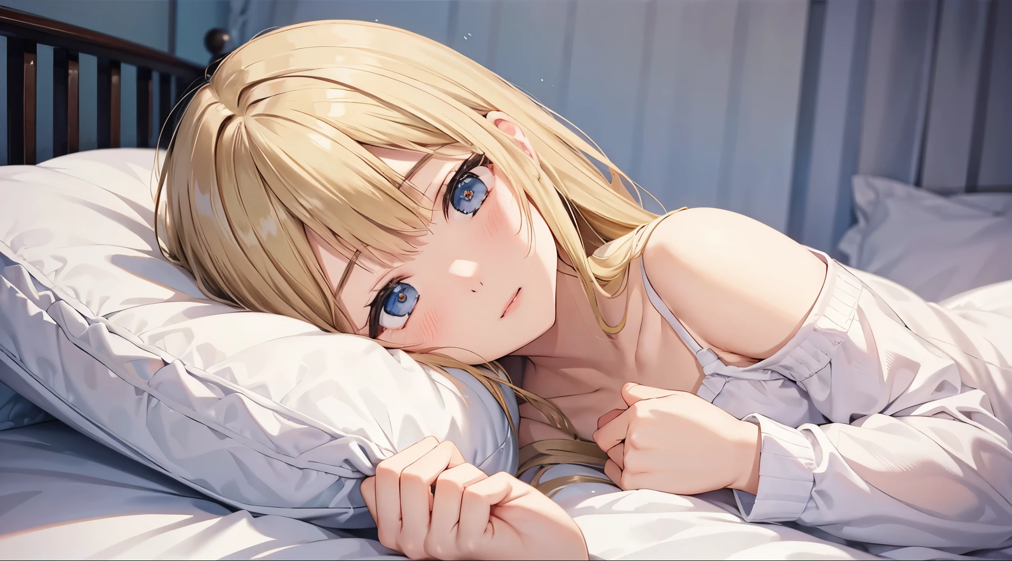 1woman,Sleeping in Japanese bedroom,Camera angle from above, Morning, stunning,full body photo, blue eyes,Eyes half open,,very detailed face,cute,HD face, perfect face,Red nightgown,Very big breasts,Blonde hair,blonde hair,bangs,long hair,wavy hair,ultra detail,ultra Hd, masterpiece,4k