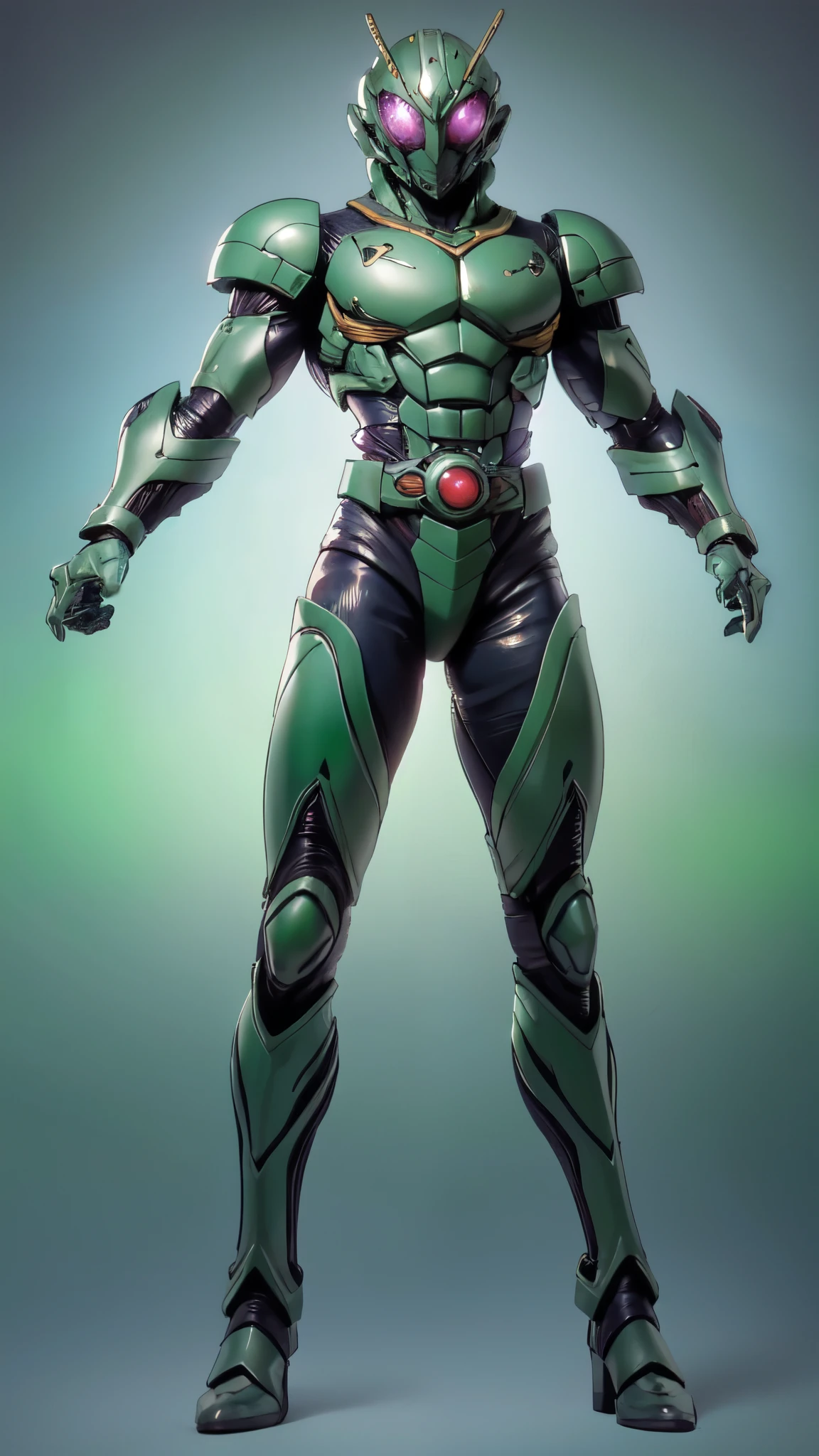 (masterpiece:1.5, best quality:1.5, extremely delicate:1.5), ((male:1.5)), a man wearing a full-face helmet, green eyes, fantasy-style high-tech biomimetic armored combat suit, (a composite layered chest armor), the design balances heavy with agility, fully enclosed shoulder guards, matching arm and leg guards, a belt of gemstone, (the color scheme is primarily Green with White and Blue accents, Organic Biotech, Concept Inspired by Dragonfly, glowing eyes, armor glows, stand of a futuristic sci-fi city), this character embodies a finely crafted fantasy-style armored hero in anime style, exquisite and mature art style, metallic, high definition, highres, ultra-detailed, ultra-fine painting, professional, perfect body proportions, golden ratio, anatomically correct, symmetrical face, extremely detailed eyes and face, high quality eyes, creativity, RAW photo, UHD, 32k, Natural light, cinematic lighting, masterpiece-anatomy-perfect