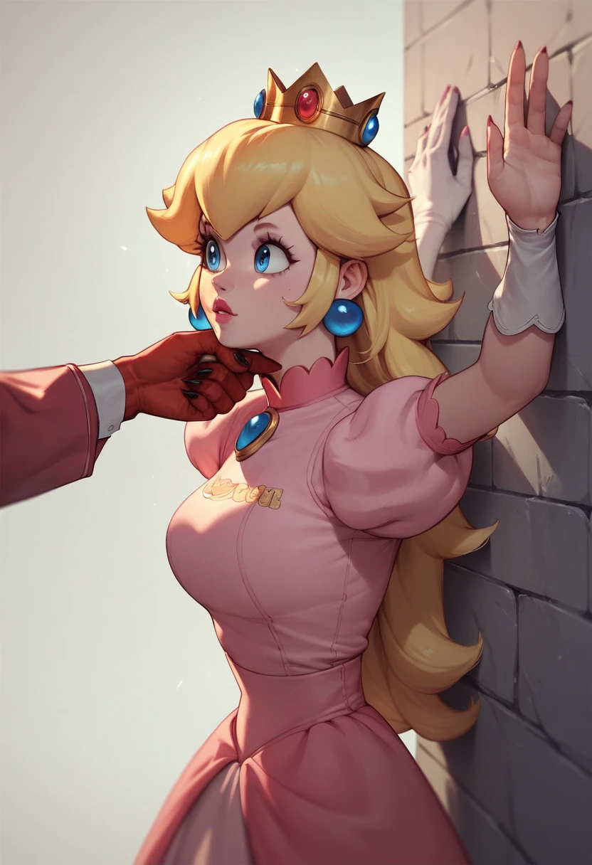  Princess Peach snotty devil ,  holding you by the neck and putting yourself against the wall, and humiliating you 