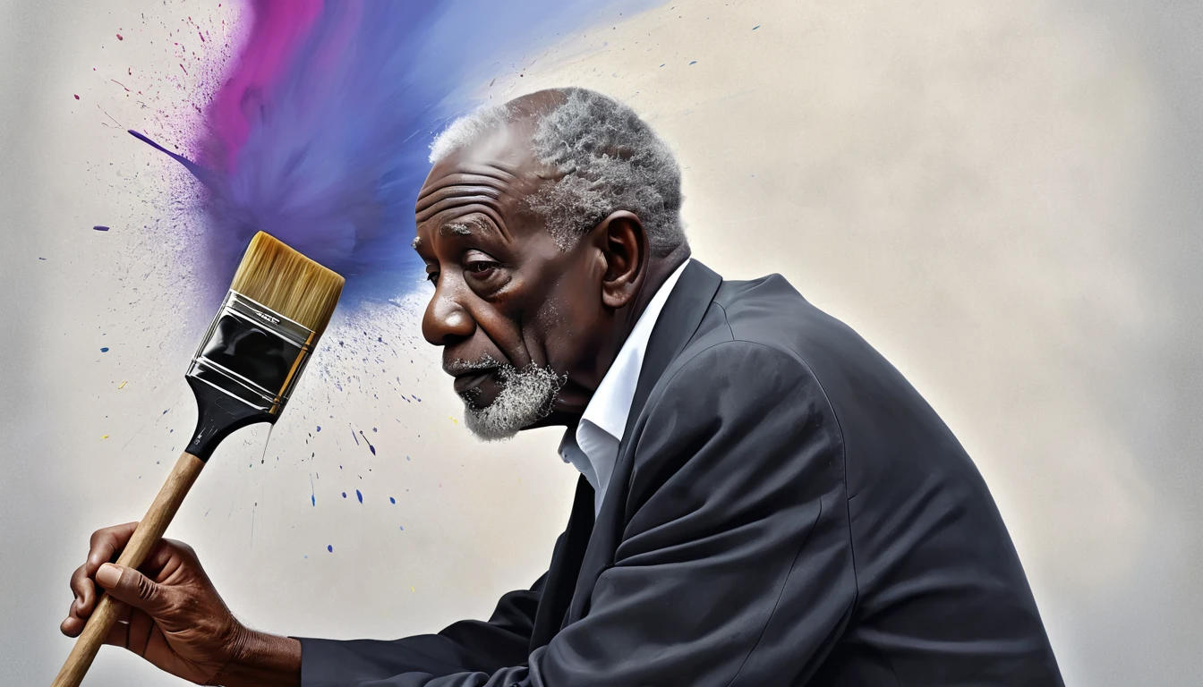 Alastair Magnaldo， older black old man，High Saturation，painting，Ultra-fine details，4K