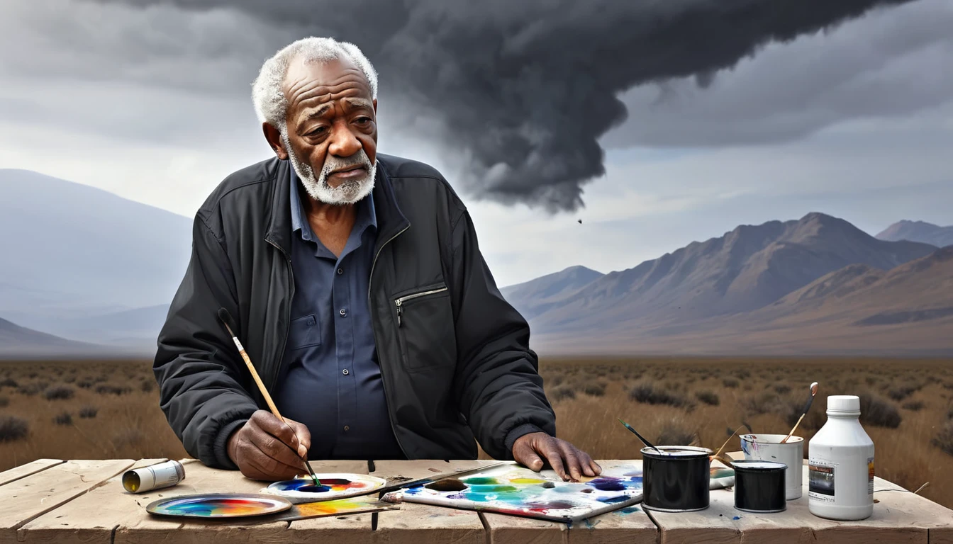 Alastair Magnaldo， older black old man，High Saturation，painting，Ultra-fine details，4K