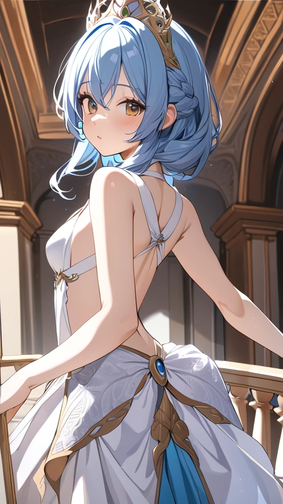 masterpiece, best quality,
1girl, furina (genshin impact), hat, blue eyes, silver hair, solo, symbol-shaped pupils,bangs, cute, (nude), (penis), ((close up)), ((butt job)), looking down, stage, red curtains, small breasts