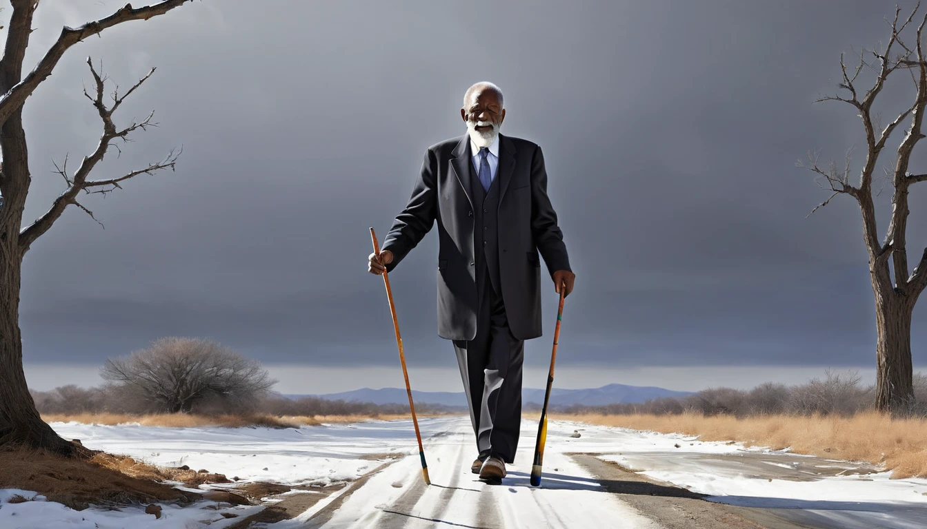 Alastair Magnaldo， older black old man，High Saturation，painting，Ultra-fine details，4K