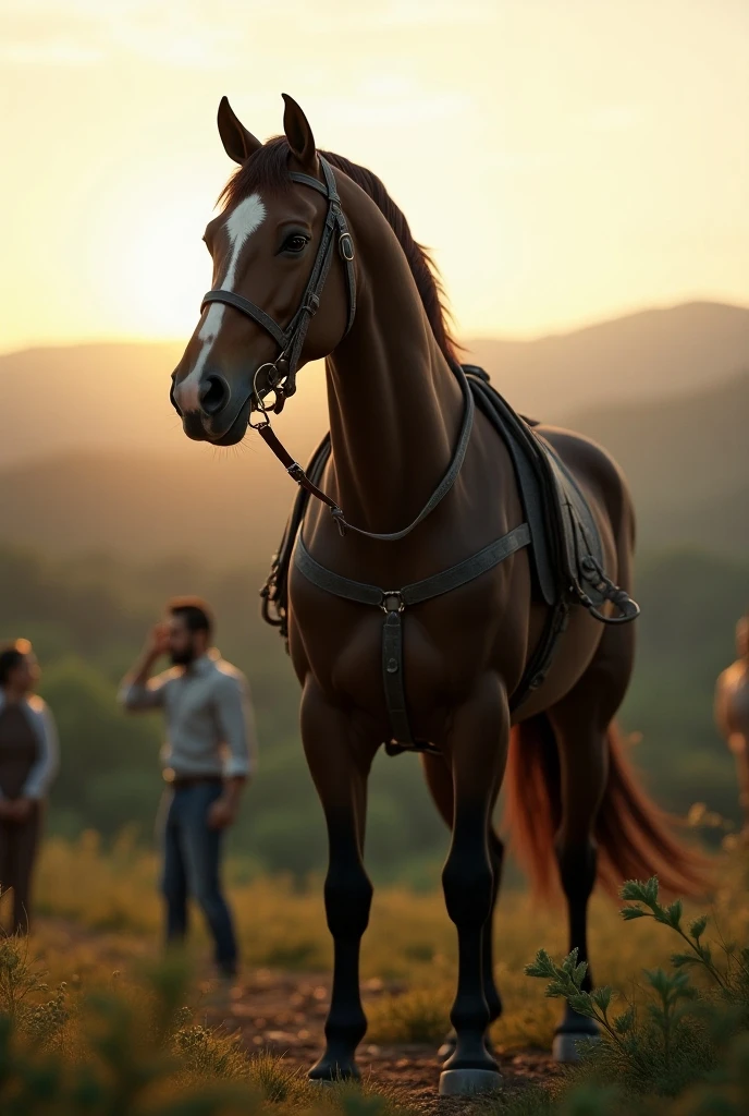 The horse getting ready to have a big day at 6 in the morning
