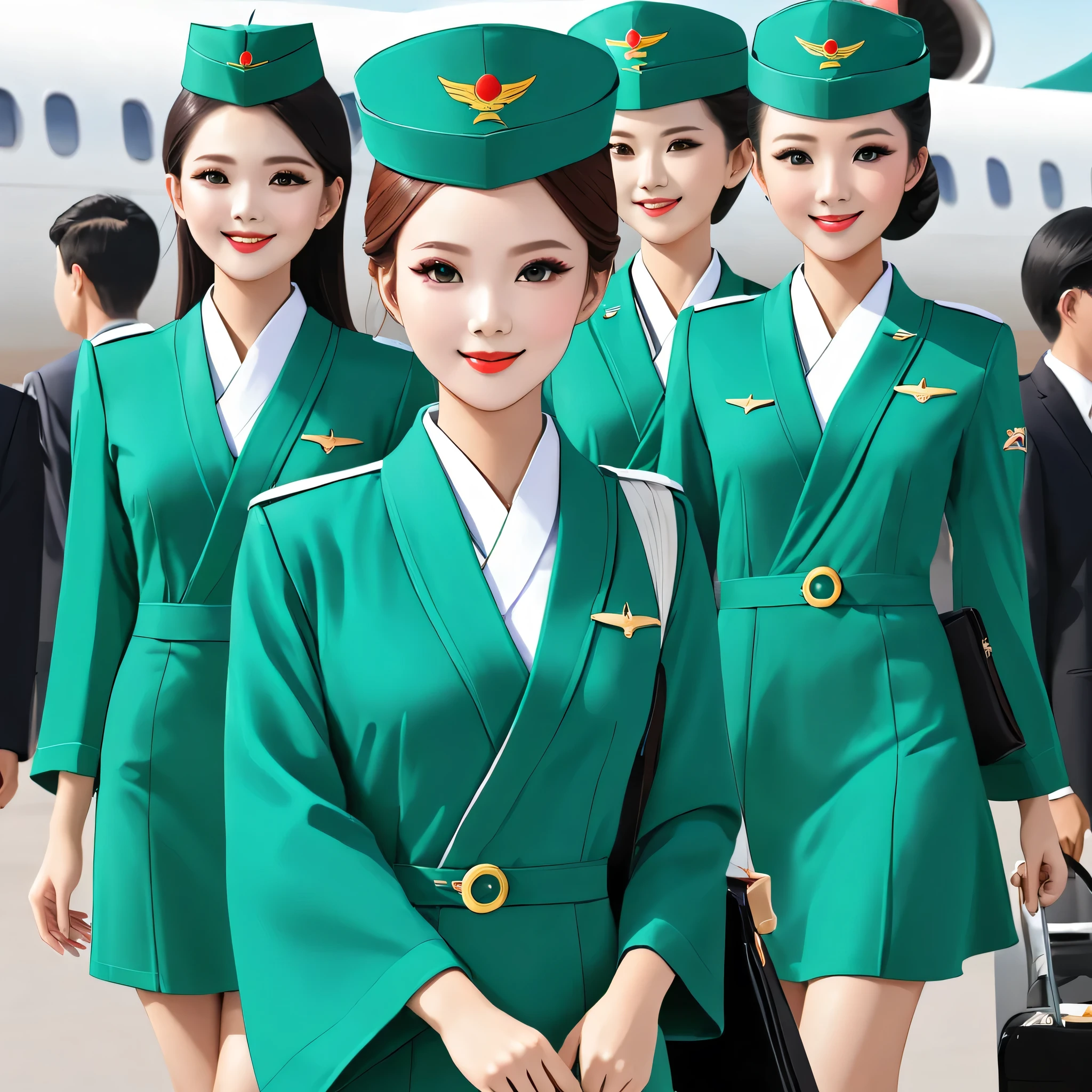 Chinese Green Flag Robe Air Attendant