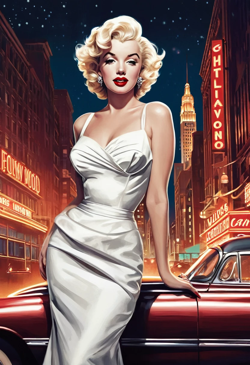Marilyn Monroe in white dress walking
