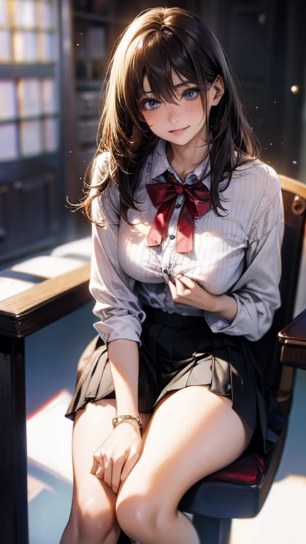 ulzzang-6500-v1.1, (raw photo:1.2), (photorealistic:1.4), beautiful detailed girl, very detailed eyes and face, beautiful detailed eyes, ridiculous, incredibly ridiculous, huge file size, super detailed, high resolution, very detailed, best quality, masterpiece, kemomimi, ((Japanese girls' high school uniform)), illustration, very detailed, CG, unified, 8k wallpaper, amazing, Fine details, masterpiece, best quality, very detailed CG uniform 8k wallpaper, light on face, cinematic lighting, 1girl, 16 years old, ((no panties)), ((dynamic pose))), (camel toe), (half), (pantyhose), (knee-bending leg sitting))