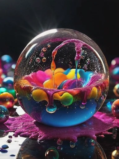 (best quality,4k,8k,highres,masterpiece:1.2),ultra-detailed,(realistic,photorealistic,photo-realistic:1.37),highly detailed psychedelic dream, vibrant shimmering colors, glass-like structures morphing from the colors, intricate rainbow patterns, perfectly formed symmetrical spheres, glowing reflective bubbles, detailed bubbles and spheres, rainbows of color twisted in and out of translucent orbs, spilled paint, spirals of swirling color in the background, beautiful psychedelic digital art, pixel art, neon colors, 4d mandelbulb psychedelics, glass-like psychedelic landscape, intricate rainbow environment, psychedelic underwater brightness, trails of color and light, bright fluorescent colors, psychedelic vibrant colors, bright psychedelic neon colors, colorful paint drips out of the bubbles, 3D glass spheres melting into each other spilling out colors, visually disorienting, hallucination inducing, optical illusions, startling, stunning images, awe-inspiringly, pixel assets, portrait photography, surrealism, photorealistic, hyperdetailed, glass morphism, digital art, sparkle, optical illusion, glowing light, reflection light, overexposure, god rays backlighting, depth of field, rotational symmetry