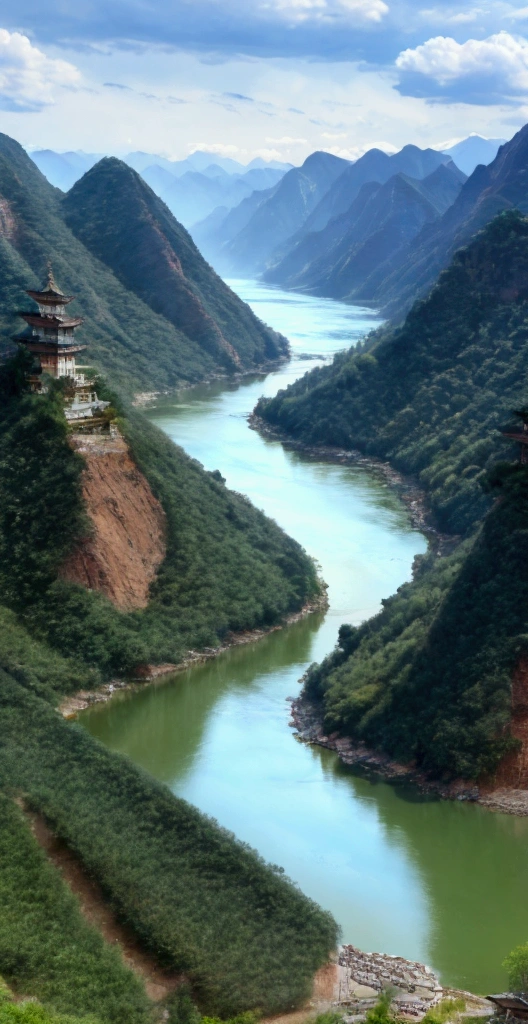 Ancient Chinese scenery, mountains, rivers, auspicious clouds, sunshine, masterpieces, super detail, epic composition, ultra HD, high quality, extremely detailed, official art, unified 8k wallpaper, Super detail, 32k -- v 6