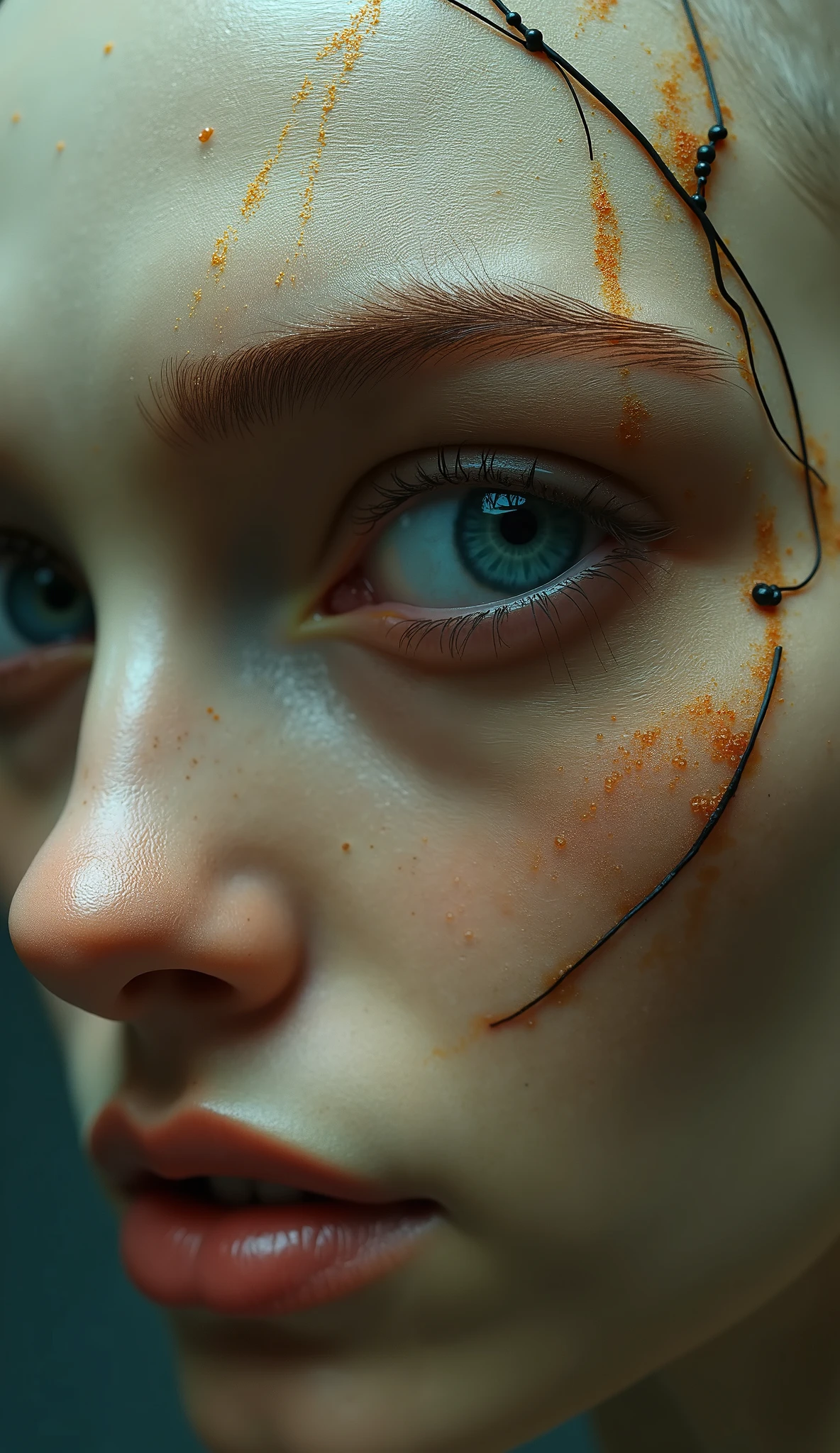 image wax figures in isolated horror scenes melting with intense heat, high temperature, realistic 3d style image art in tim burton style, image reference coraline, corpse bride