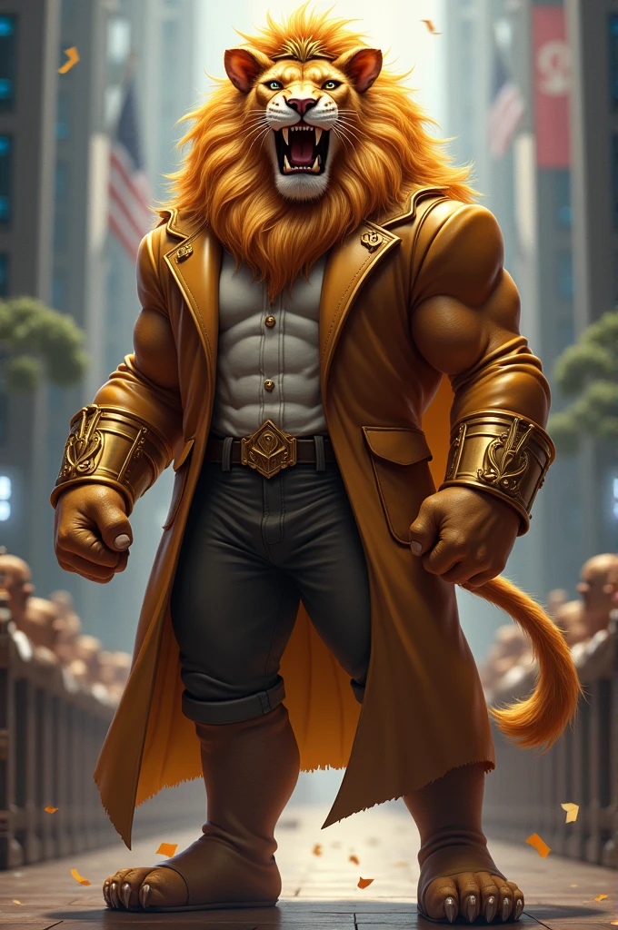 Yellow Lion, Lion, anthro, portrait, (((full body portrait))), (open robe), (((yellow robes))), showing chest, (((yellow fur))), (((yellow chest))), sparks, spark in eyes, yellow hair, (((yellow body))), (((yellow mane))), big mane, yellow eyes, (((glowing eyes))), bodybuilder body, male, (nipples), lightnings, solo, adult, abs, big pecs, huge muscles, looking at viewer, front, detailed face, beautiful eyes, muscular chest, muscular pecs, muscular face, beefy, (((lightnings background))), (((storm background))), ((angry face)), by bruteandbrawn, by personalami, by kenket, (intricate, high detail, film photography, soft focus, RAW candid cinema, photorealism, realistic, photorealistic, analog style, subsurface scattering, masterpiece, best quality, ultra realistic, 8k)