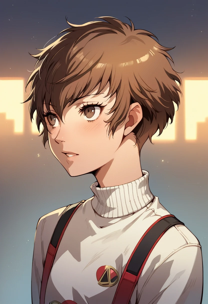 chie persona 4,  short brown hair, beautiful, tomboy