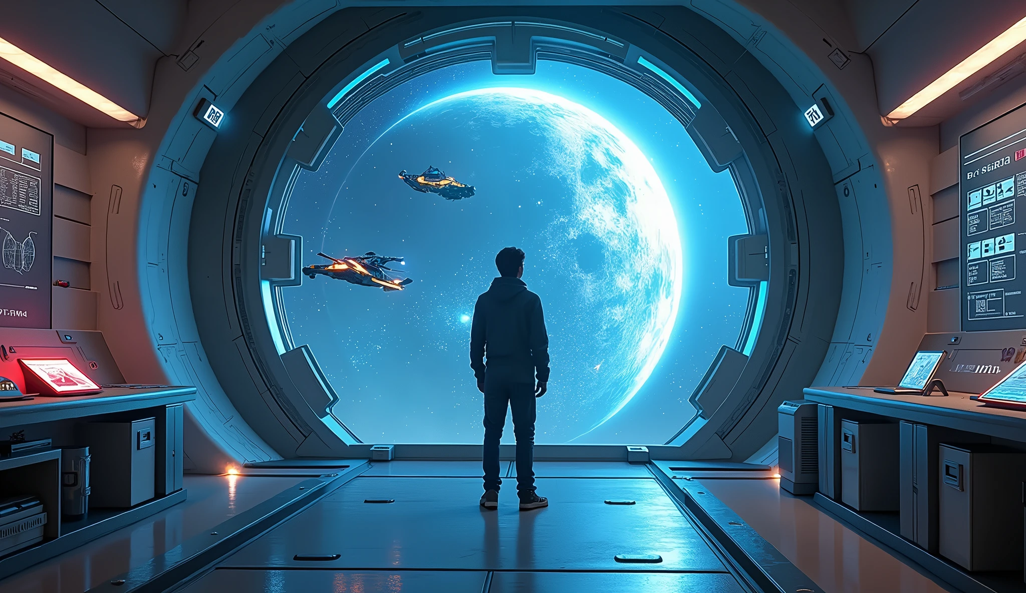 The beauty, strength and masculine power in images over time artistic style The Man of the Future Environment: futuristic environment, with advanced technology.
pose: Sitting in a space capsule or in front of a holographic screen, showing a posture of control.
action: Controlling a machine or exploring a new world.
Expression: Bold, optimistic, with a look to the future.
Physical Characteristics: Athletic and strong body, androgynous and futuristic face.