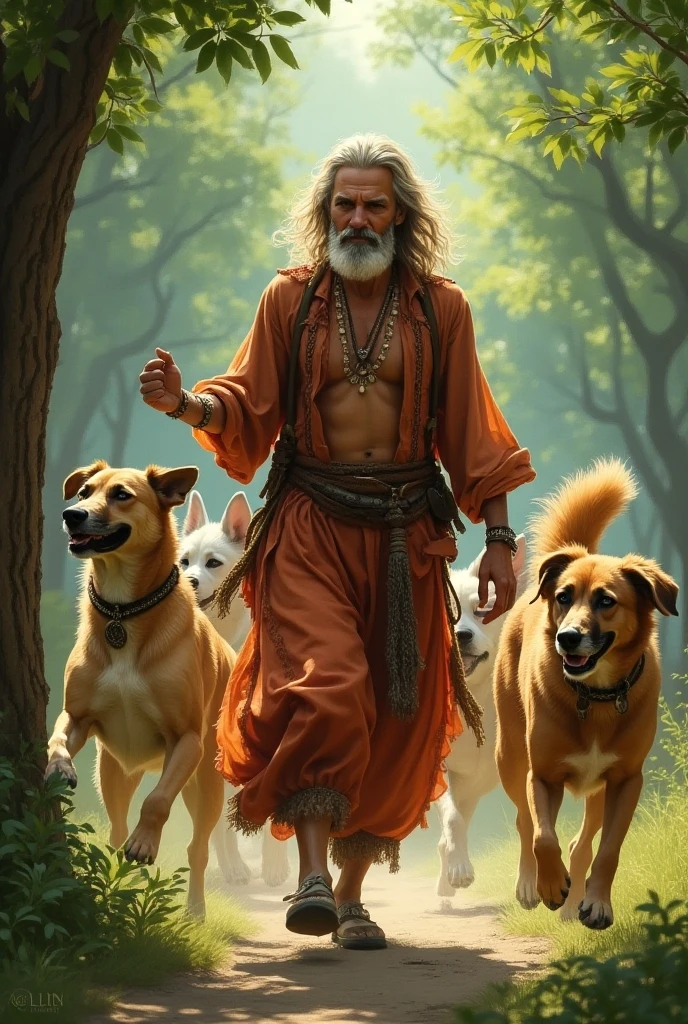 six naked womans in market, sit, stand, knree, lie, man, white hair, hairy torso, fantasy, intricate, elegant, highly detailed, digital painting, artstation, concept art, smooth, sharp focus, illustration , man, shepherd holding a stick, wandering, and dogs and birds, blood, dirty clothes, shepherd holding a stick,, white hair, hairy torso, fantasy, intricate, elegant, highly detailed, digital painting, artstation, concept art, smooth, sharp focus, illustration,
