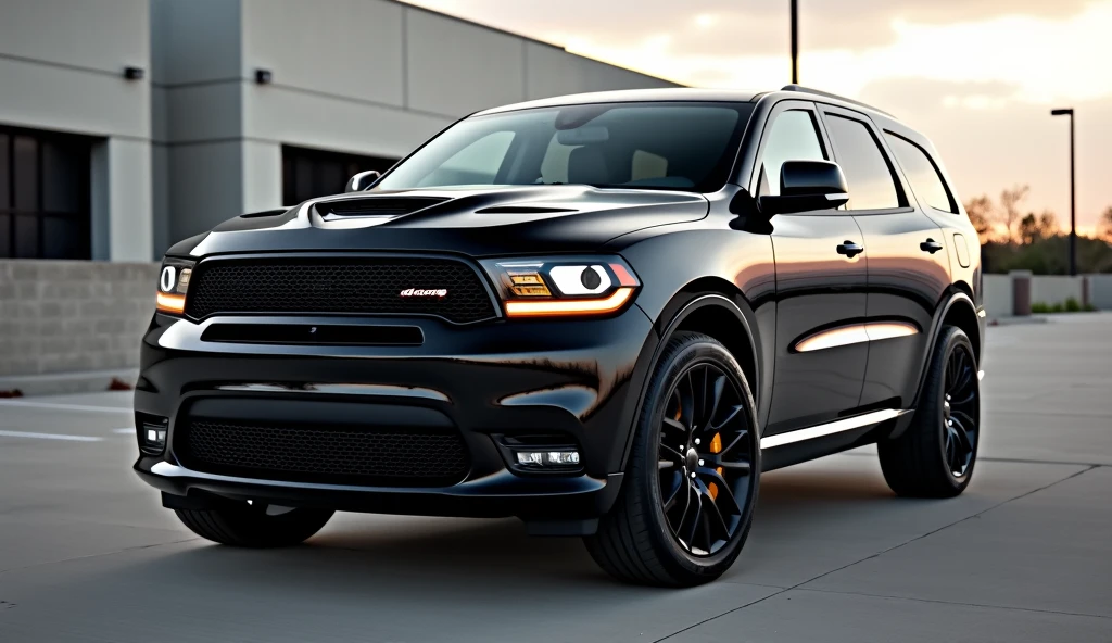 The Dodge Durango is a powerful, three-row SUV with bold styling and high performance. Known for its muscular look,show interior the Durango features a distinctive front grille, aggressive LED headlights, and a commanding stance. Inside, it offers a spacious, upscale cabin that comfortably seats up to seven passengers with premium materials and advanced technology, including a large touchscreen infotainment system with Apple CarPlay and Android Auto compatibility. Engine options range from a capable V6 to a robust V8 for drivers seeking maximum power, with an all-wheel-drive option for enhanced traction. The Durango also includes a suite of safety features, such as blind-spot monitoring, adaptive cruise control, and lane-keeping assist, making it a rugged yet refined choice for families or anyone wanting a high-performance SUV.The car shining Black