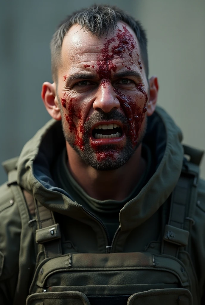 RAW photo of sweaty super Mario as a real character,blood,(dystopian movie:1.22),film grain,sweaty face,extreme detailed face,as gore movie,gruesome:1.1,
