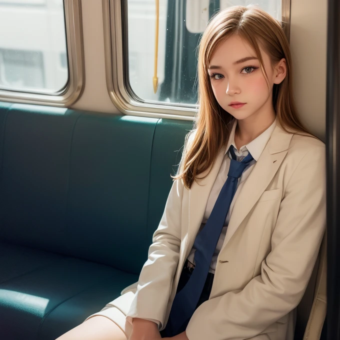 2000 photo of femboy, in poland , as a ticket girl on the train, properly dressed, tack sharp, soft lighting, low contrast, 4k, dslr