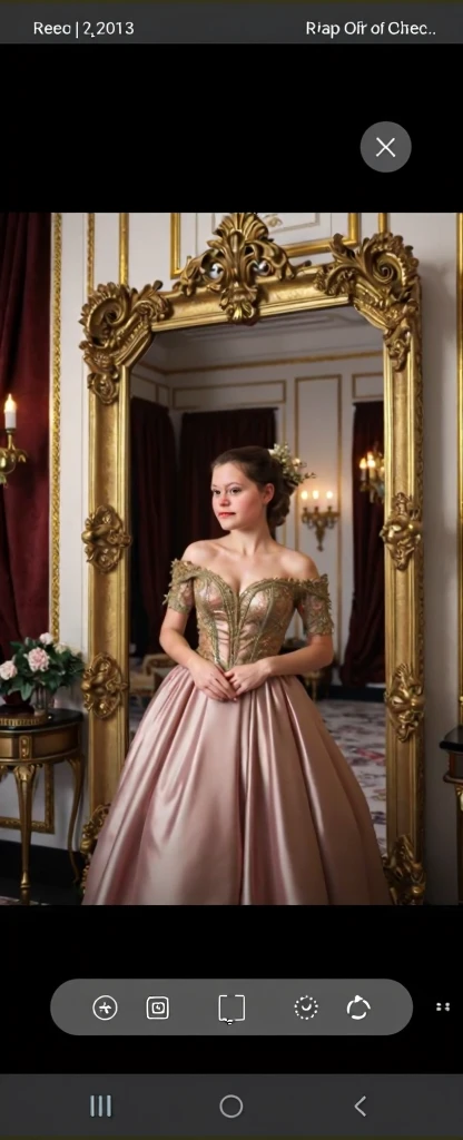 A stunning intricate full color portrait of a beautiful woman, wearing wearing an elegant ball gown, sophisticated salon with gilded mirrorss, epic character composition,by ilya kuvshinov, alessio albi, nina masic,sharp focus, subsurface scattering, f2, 35mm, film grain