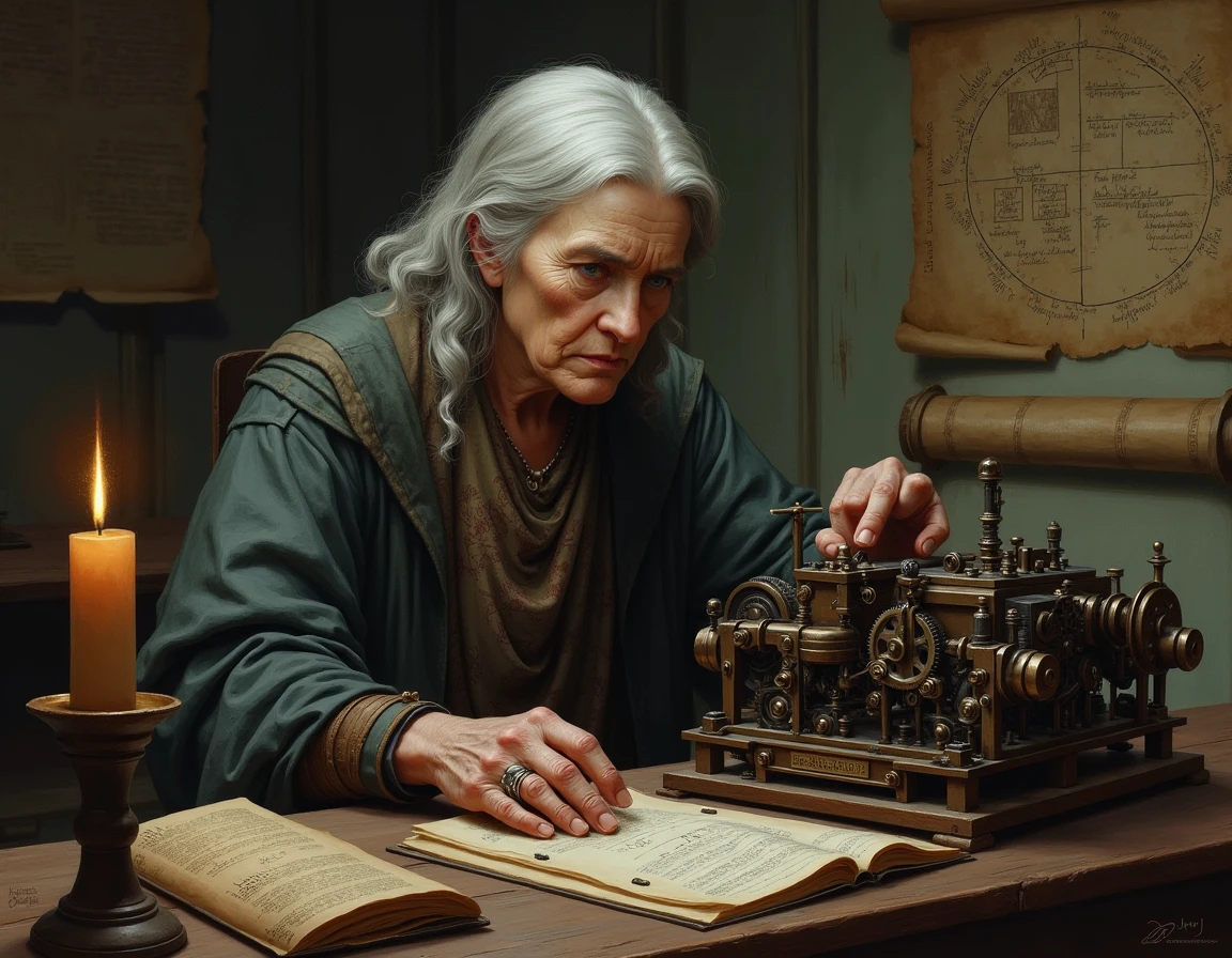 Ancient woman developing the first advances in computing
