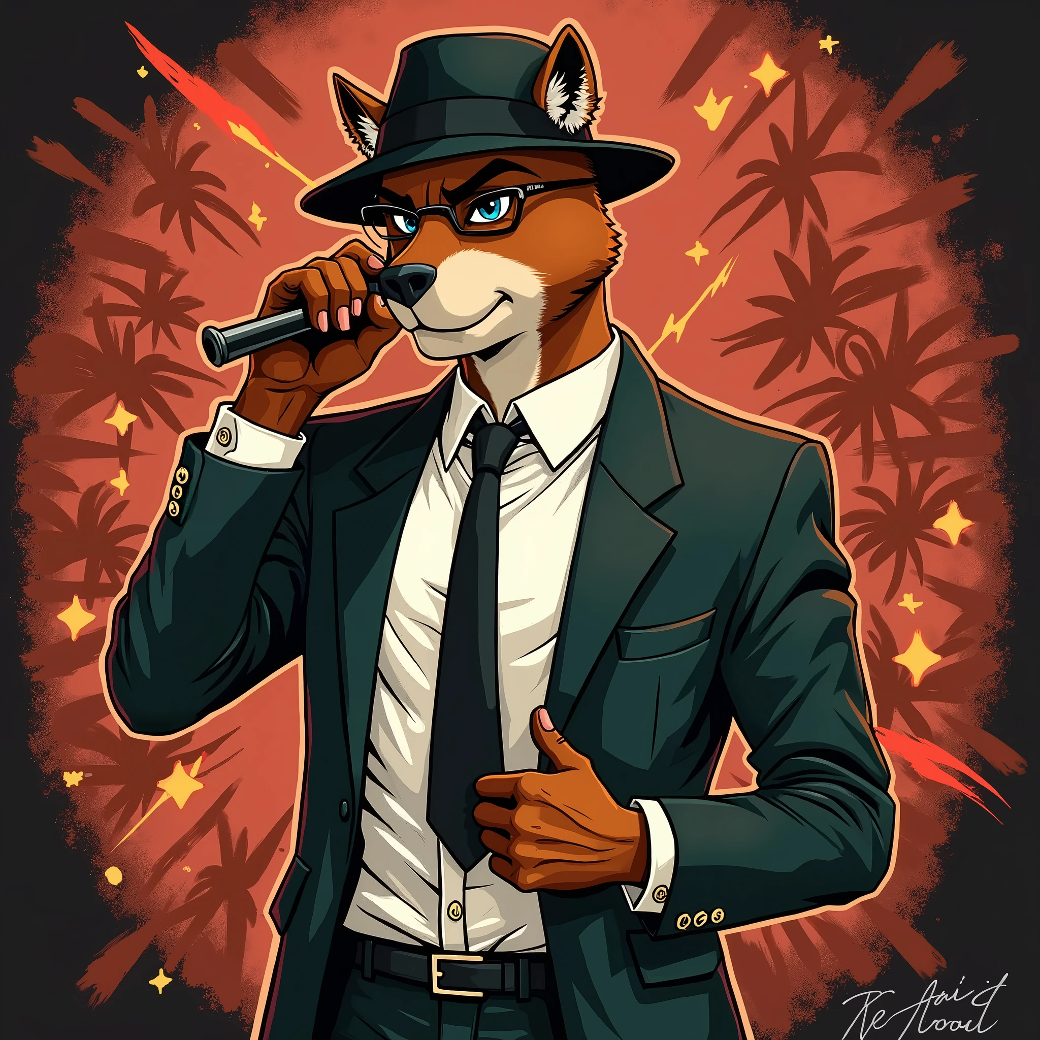 score_9, score_8_up, score_7_up, score_6_up, score_5_up, score_4_up, source_furry, highres, cover page, absurdres, perfect (handsome 1boy, kemono, furry, anthro)movie poster of hard-boiled detective story,