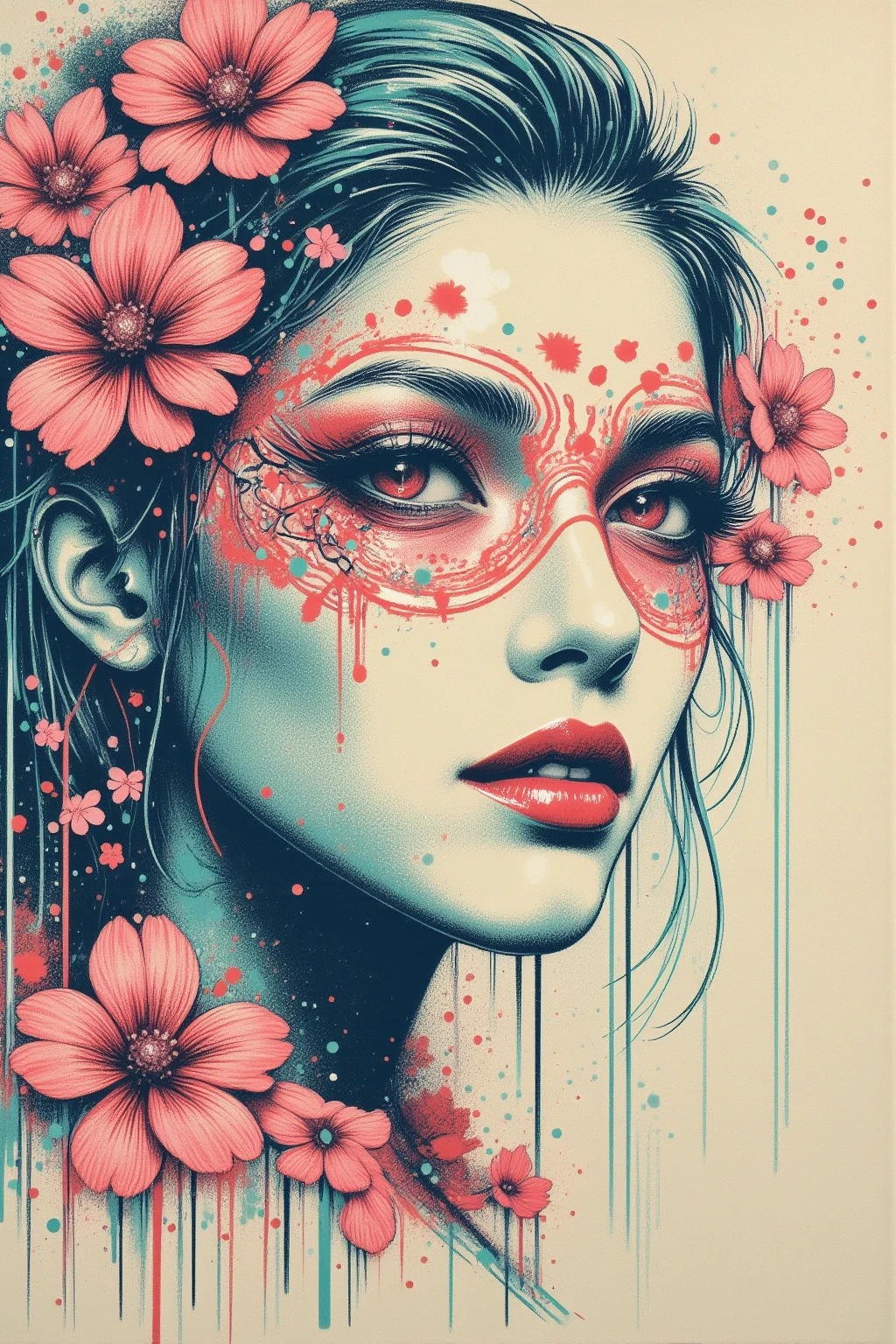 A woman with flowers in her eyes, beautiful detailed eyes, beautiful detailed lips, extremely detailed eyes and face, long eyelashes, woman wearing a flowery dress, pastel painting oil stick painting, thick coating, texture, inspired by Moebius, trippy, watercolor illustration, portrait of a big eyes, ulzzang, pink eyes, (best quality,4k,8k,highres,masterpiece:1.2),ultra-detailed,(realistic,photorealistic,photo-realistic:1.37),HDR,UHD,studio lighting,ultra-fine painting,sharp focus,physically-based rendering,extreme detail description,professional,vivid colors,bokeh